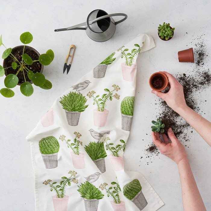Cactus & Bird tea towel by Thornback & Peel