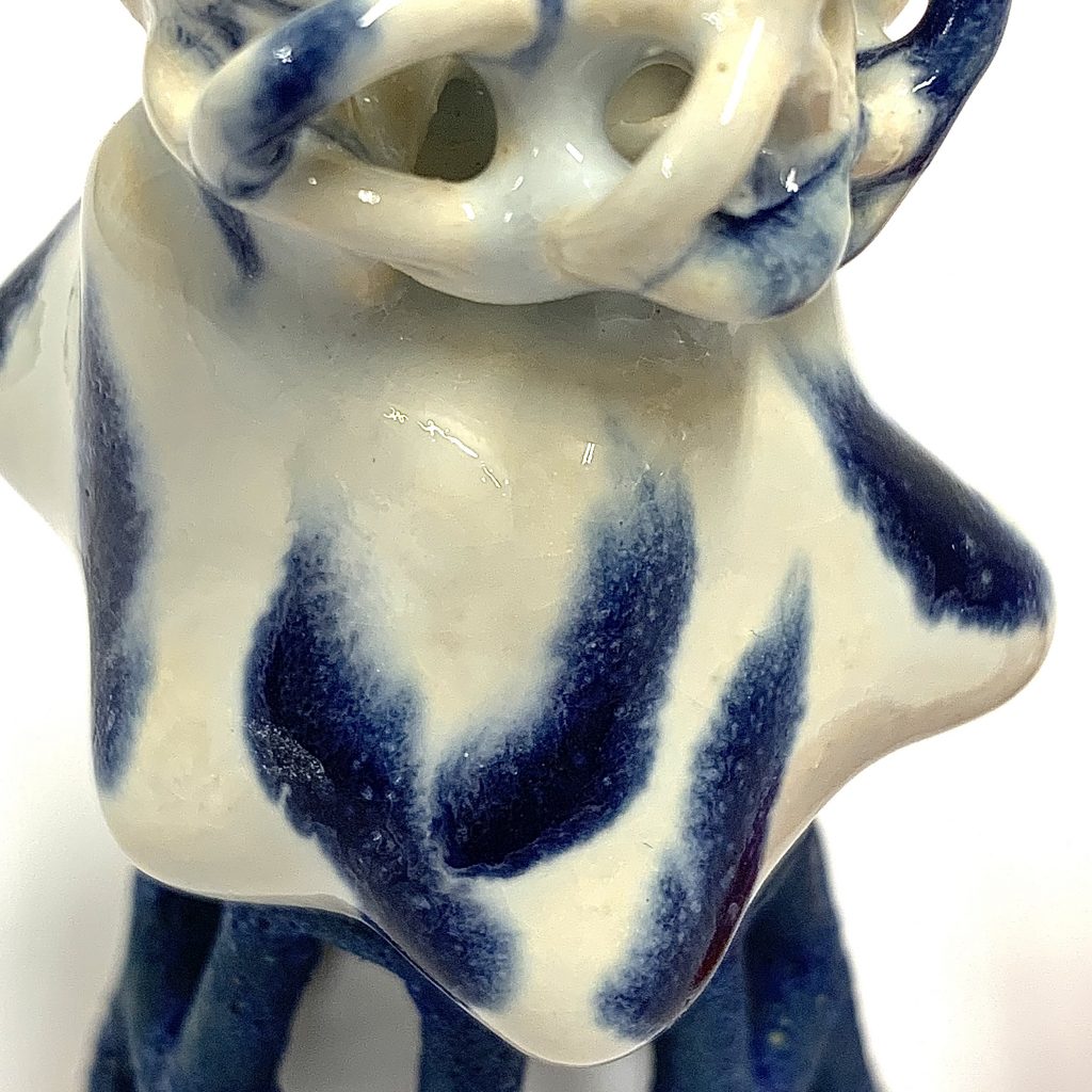 Ladder to Cloud Blue White, a Miniature Glazed Ceramic Sculpture by Tessa Eastman