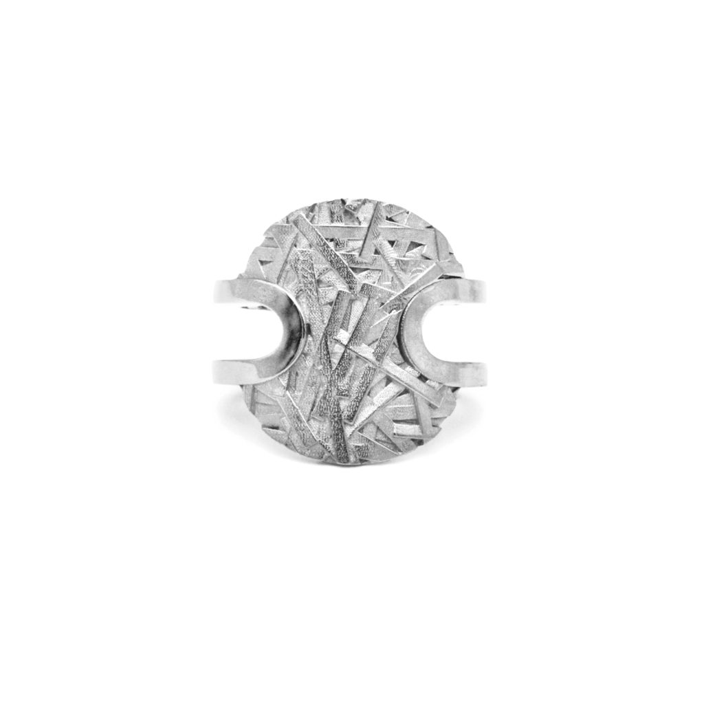 Merge textured silver statement ring