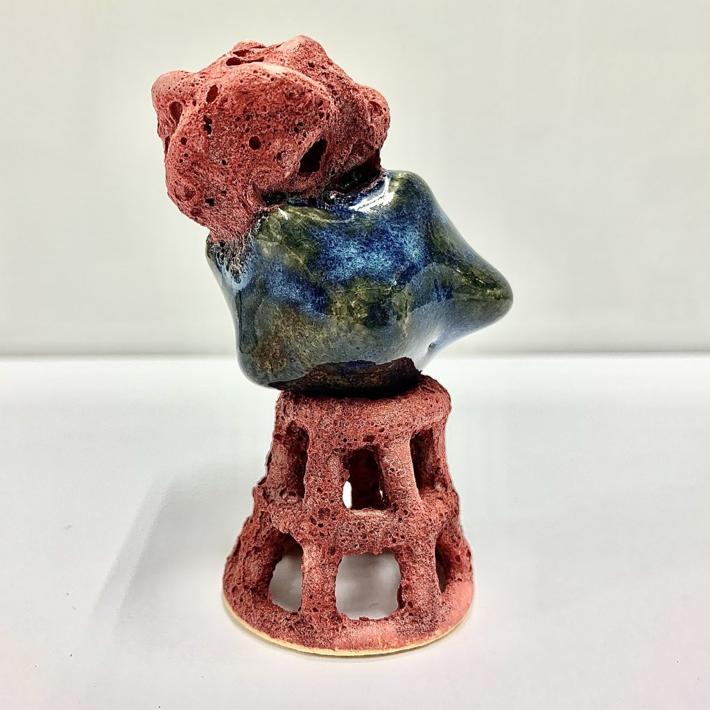 Ladder to Cloud Red Midnight, a Miniature Glazed Ceramic Sculpture by Tessa Eastman