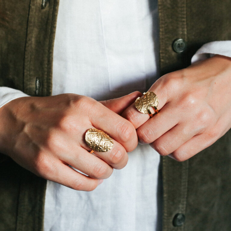 Sara Gunn jewellery Merge textured rings