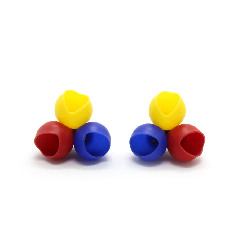 Primary colour silicone studs by Jenny Llewellyn