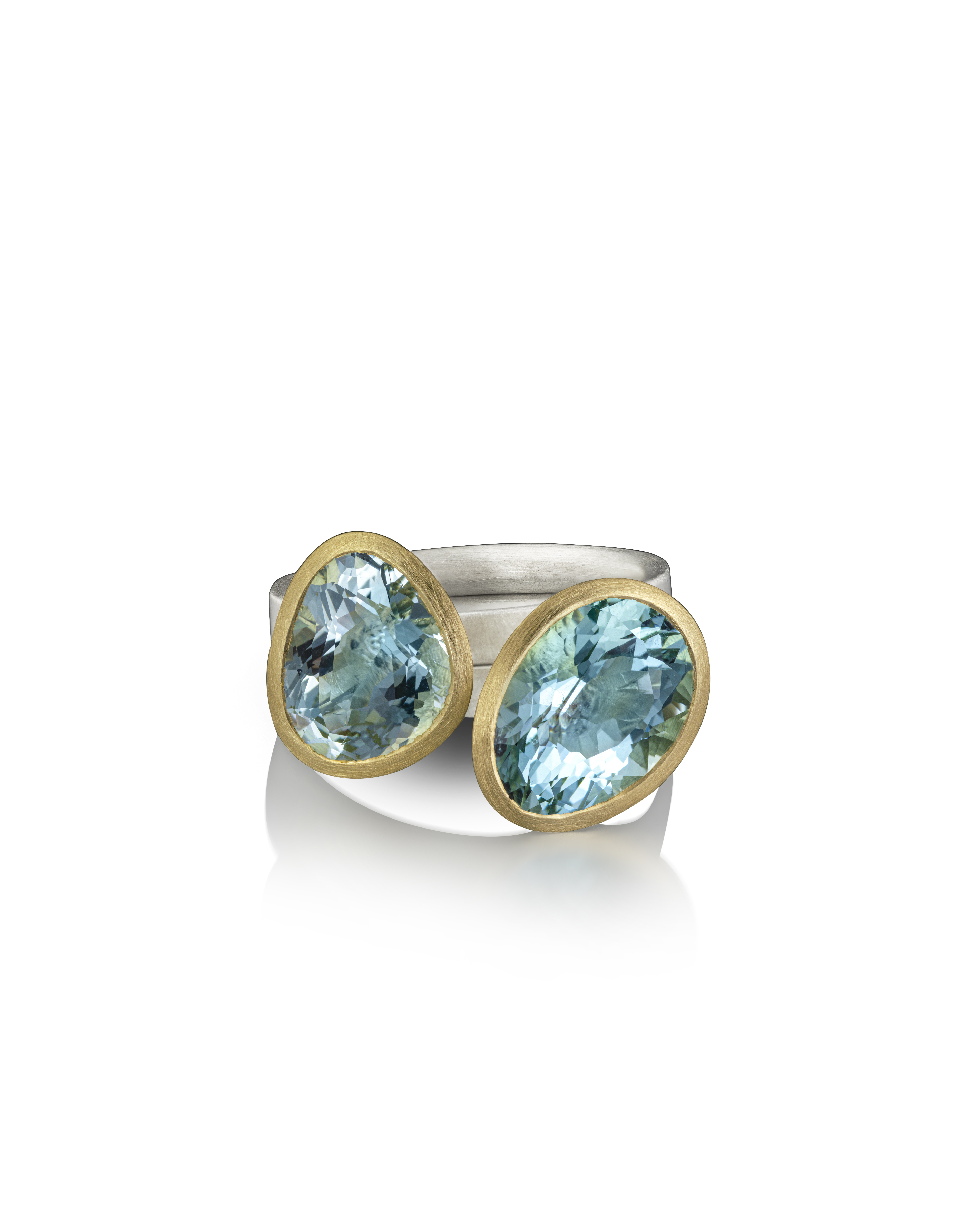 Aquamarine stacking ringa gold silver