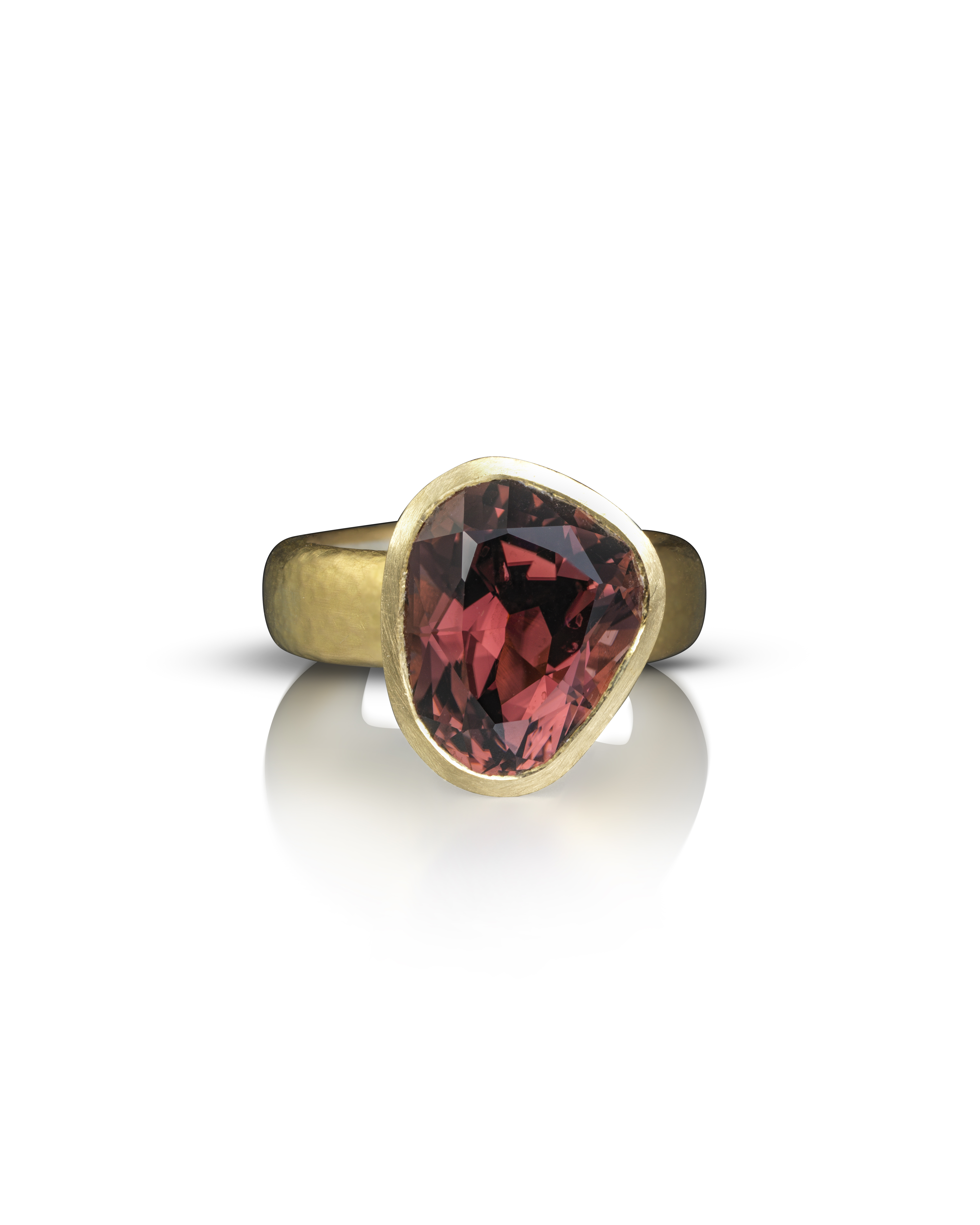 Large Red Tourmaline gold ring