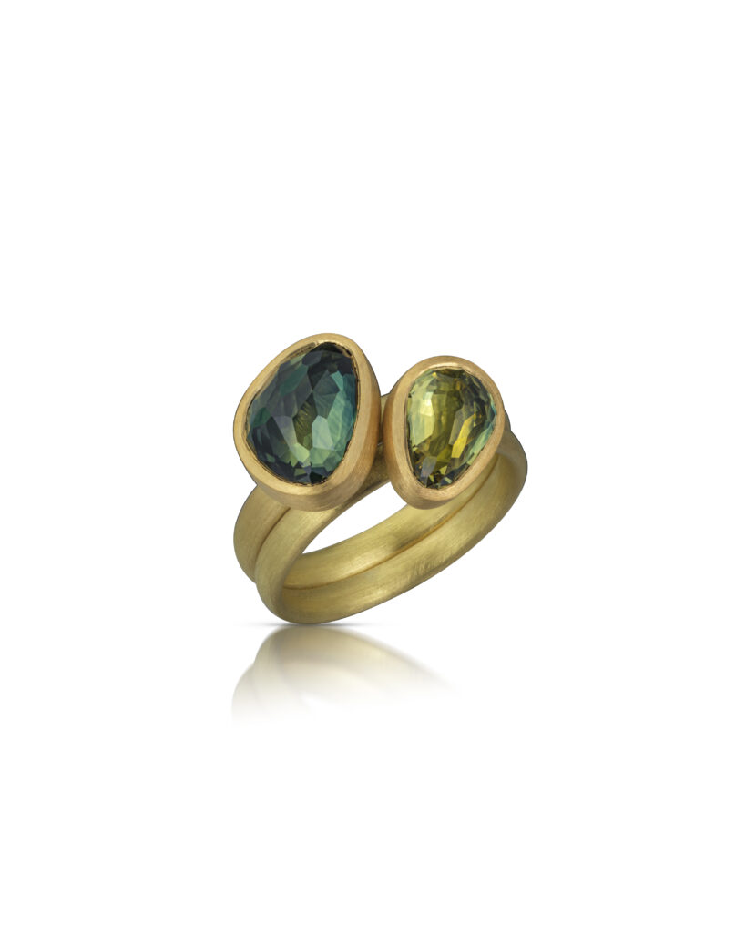 Australian Green Yellow Parti Sapphire Rings
