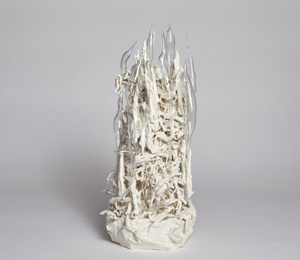 Complexity of Destiny by Lucille Lewin, porcelain and glass L 22 x W 23 x H 43 cm