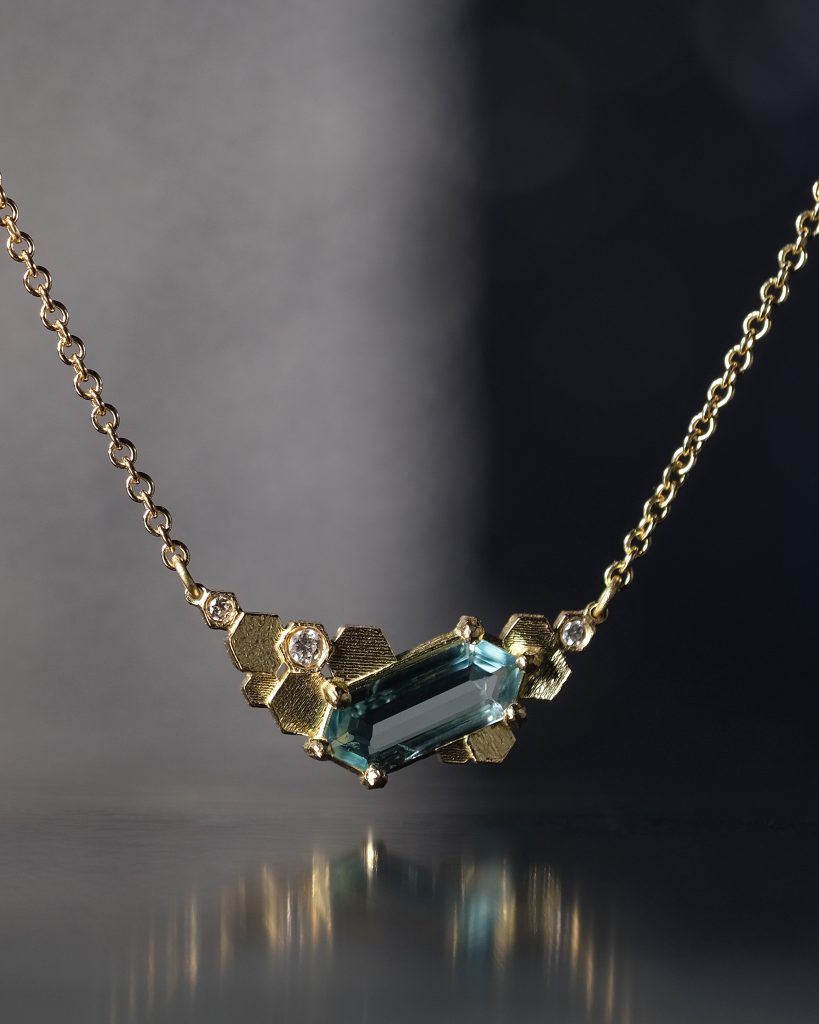 Jo hayes Ward Geocut aquamarine necklace