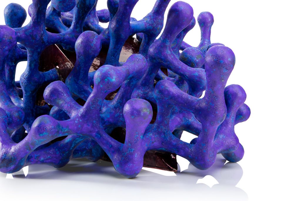 Purple Crystal in Midnight Element, ceramic sculpture by Tessa Eastman