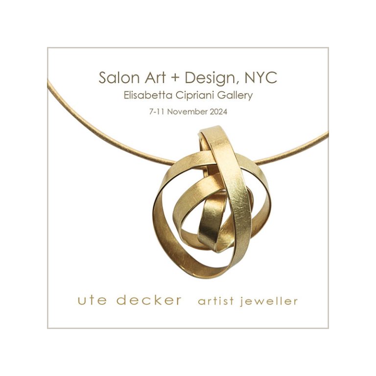 rose, by Ute Decker artist jeweler, sculptural statement ring, initialled & hallmarked, 18 kt Fairtrade Gold. On exhibition with gallery Elisabetta Cipriani at the Salon Art + Design 2024 in Park Avenue Armory, New York.