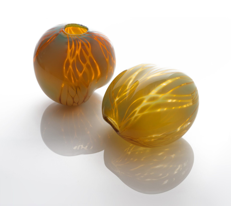 Aqua Gold Glass Graal Pods by Michele Oberdieck