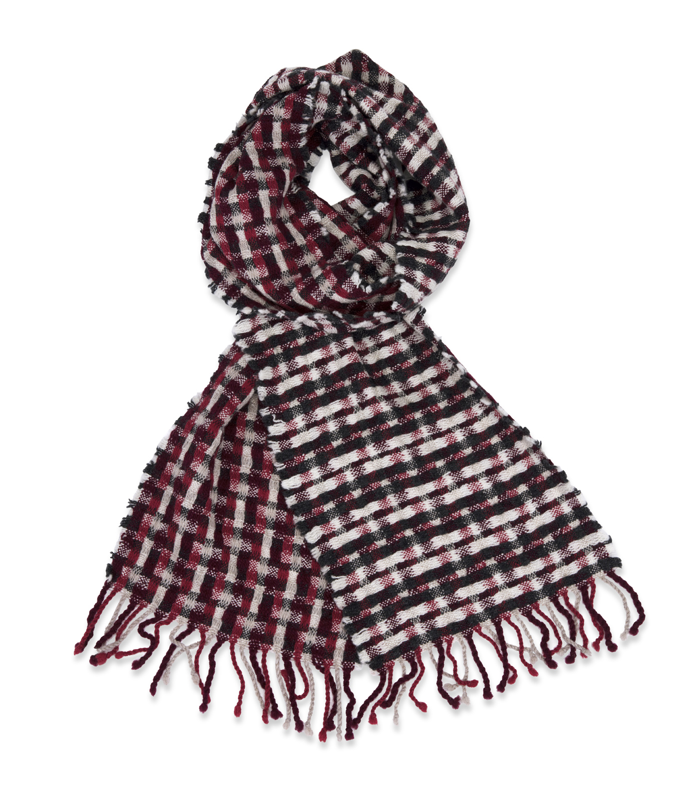 Lambswool Mosaic Scarf Ruby