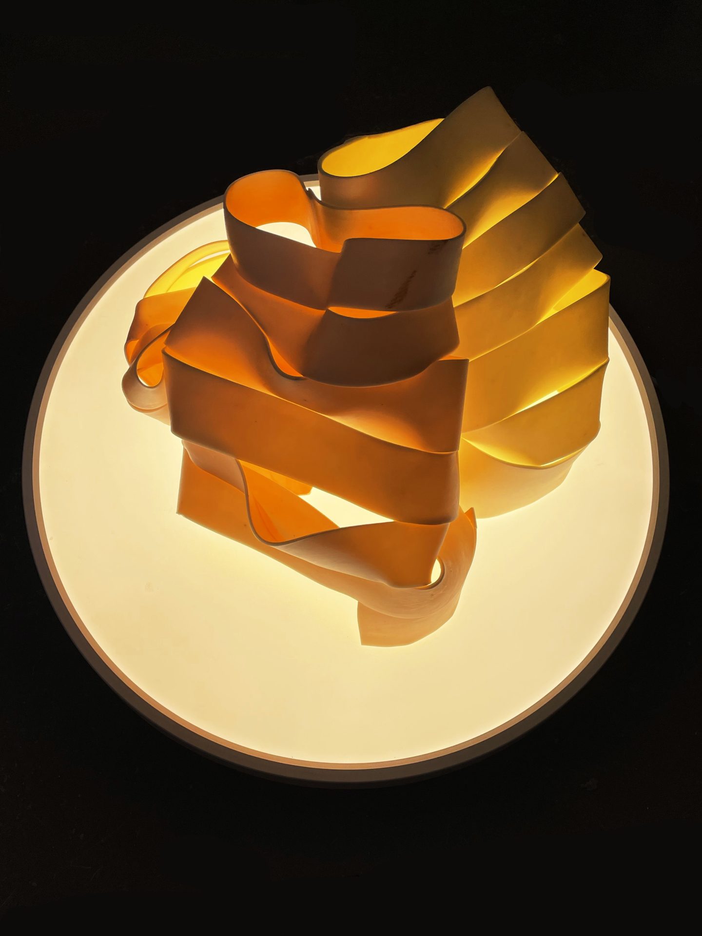 Sculptural Porcelain Lighting in Orange and Yellow