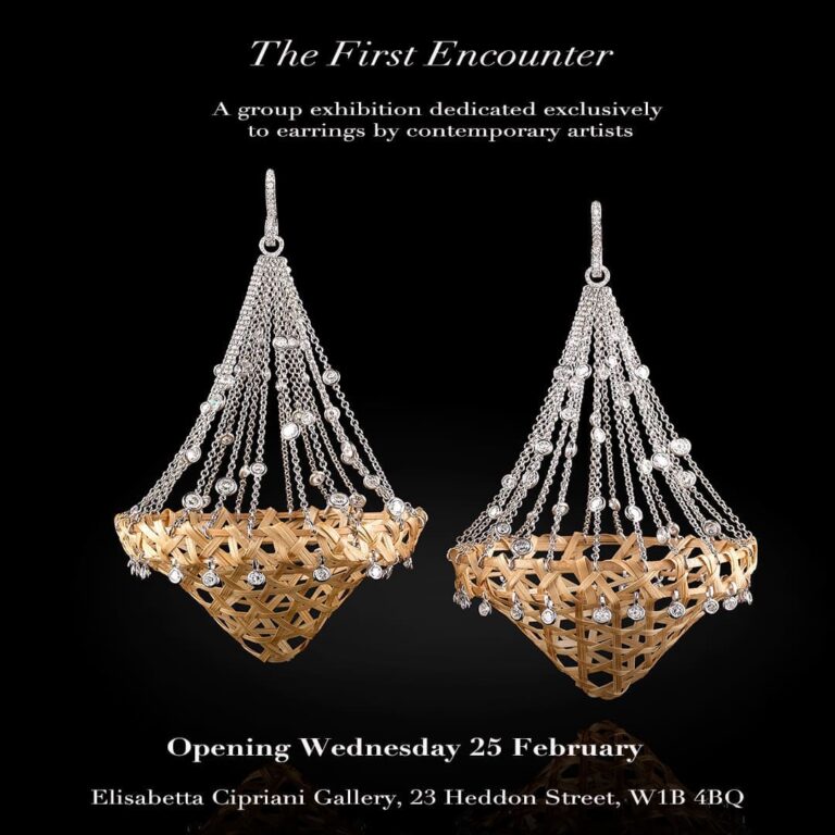 Earrings by artists featuring the miniature sculptures to wear by Ute Decker at Elisabetta Cipriani Gallery. Pictured: The Splendour Earrings by the Campana Brothers.