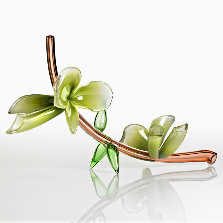 Japanese Blossom glass sculpture by Michèle Oberdieck, Fantasy Plants Series